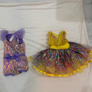 Weissman Sequin Rainbow Tutu Dress (SC) and Romper (XSC) Set of Two
